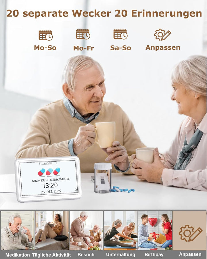 Roxicosly Digitaler Kalender, Elektronischer Tag Datum Wecker, Digital Uhr mit 20 Benutzerdefinierte