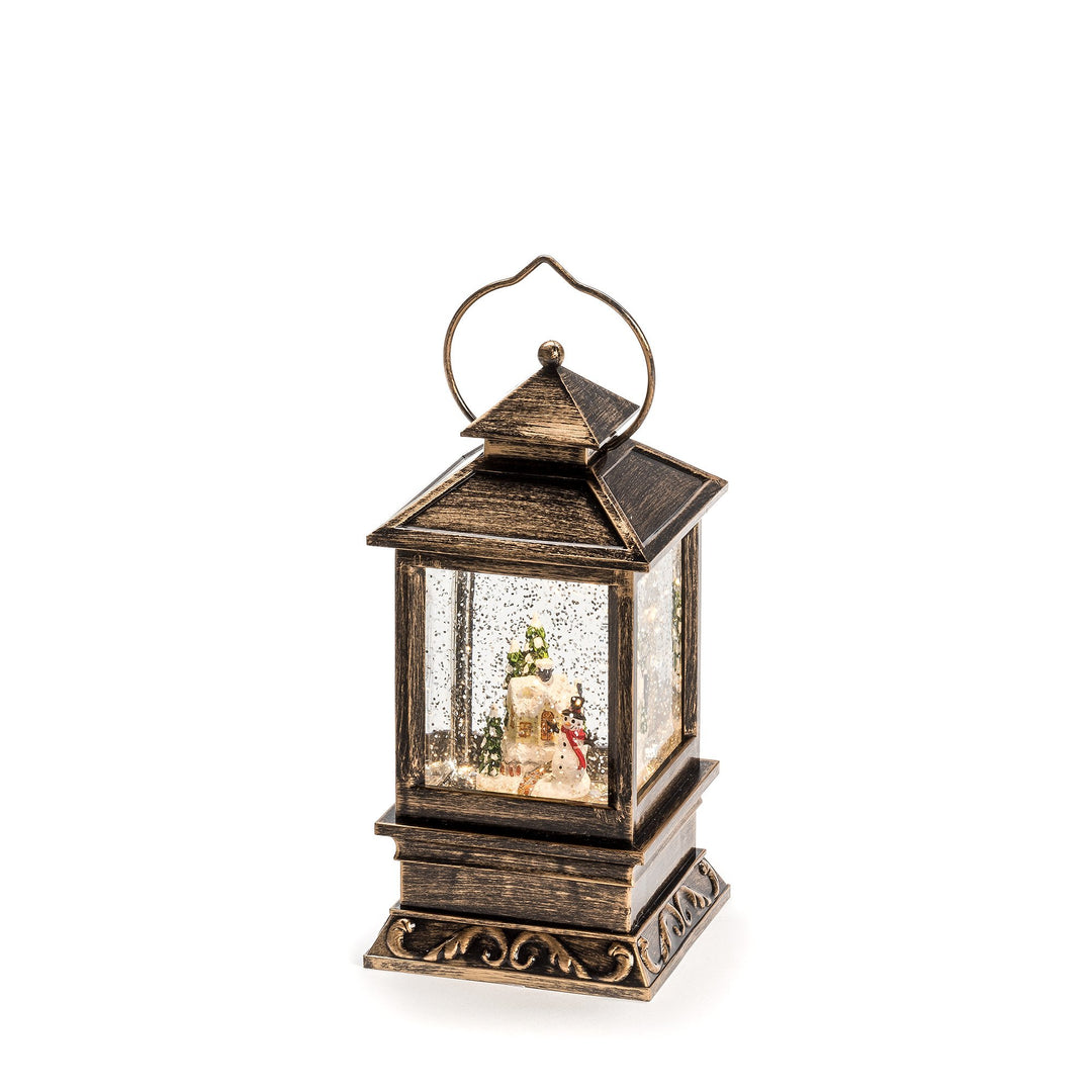 Konstsmide 2808-000 LED Schneelaterne mit Schneemann / für Innen (IP20) / 1 warm weisse Diode / Batt