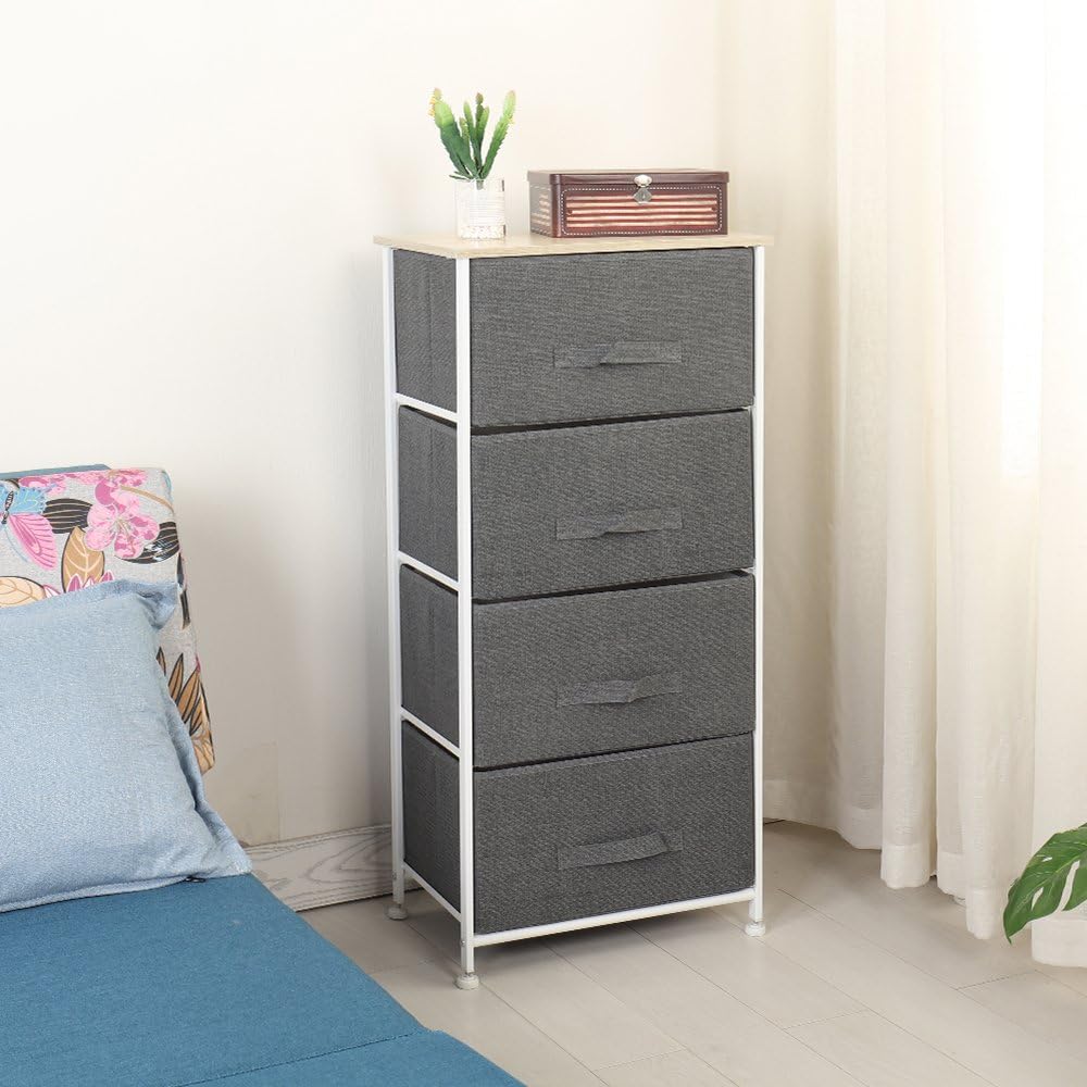 sogesfurniture Aufbewahrung Kommode Garderoben mit 4 Stoff-Schubladen, universale Schubladenbox Schu