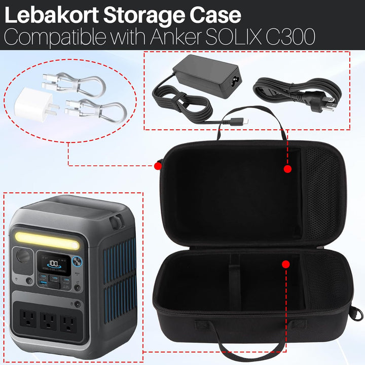 Lebakort Hart Schutz Hülle Etui Tasche für Anker SOLIX C300 Tragbare Powerstation für Anker SOLIX C3