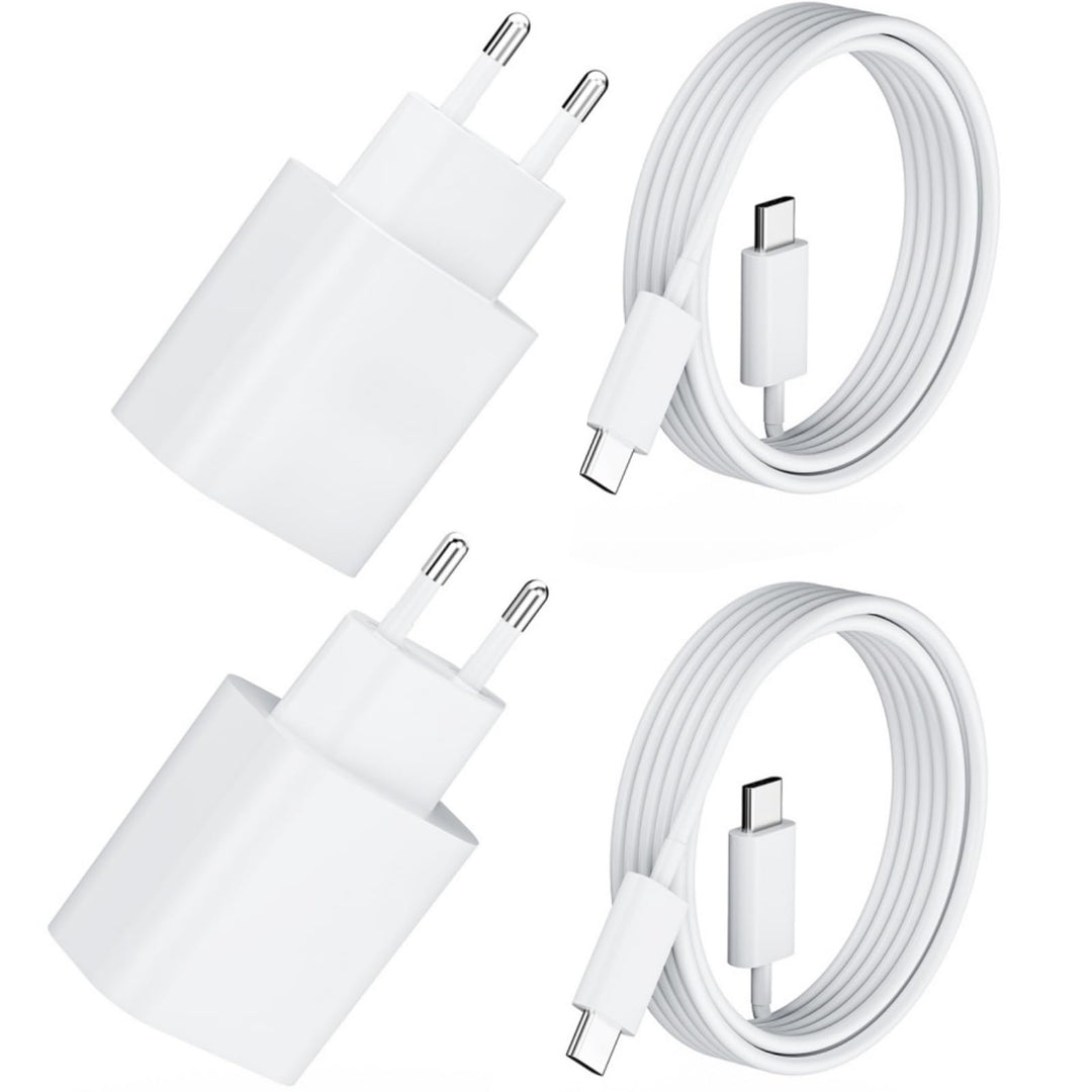 2 Pack 20W USB C Schnellladegerät PD 3.0 für iPhone & iPad + 2m USB-C Schnellladekabel –Handy Ladege