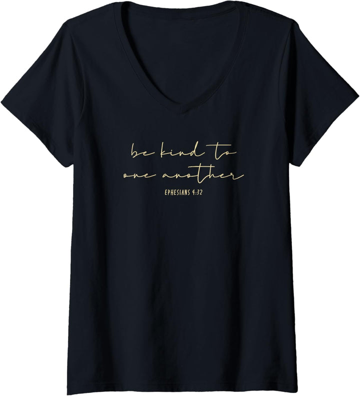 Damen Trendy Be Kind To One Another Flower Bouquet Front & Back T-Shirt mit V-Ausschnitt