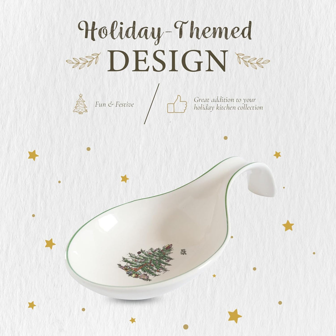 Spode Weihnachtsbaum-Löffelablage, 30,5 cm, festliche Kochutensilienablage, Weihnachtsspatel & Schöp