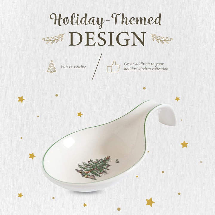 Spode Weihnachtsbaum-Löffelablage, 30,5 cm, festliche Kochutensilienablage, Weihnachtsspatel & Schöp