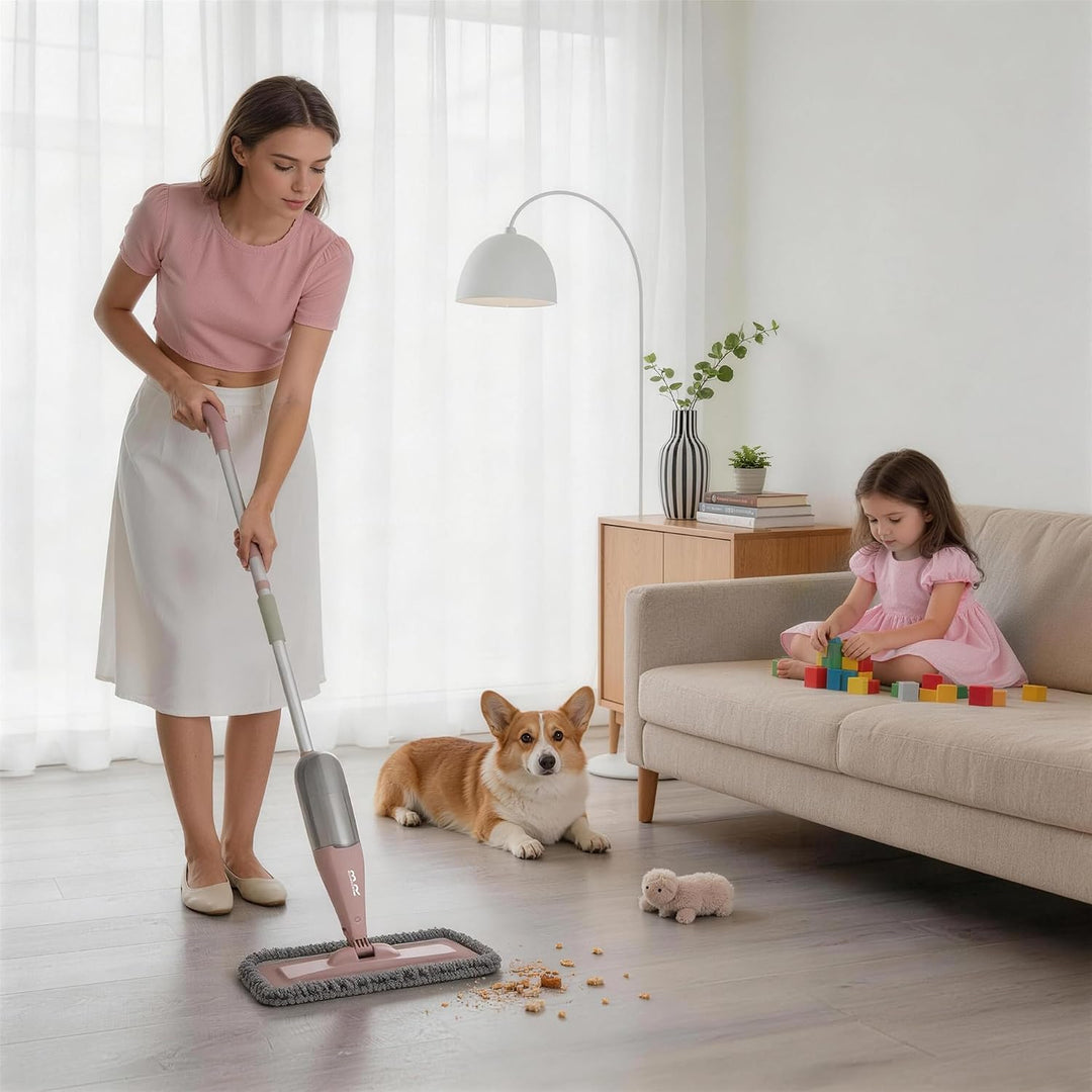 Wischer mit Sprühfunktion,BUUROOHM Bodenwischer mit Sprühfunktion,mit Nachfüllbare Flaschen, Waschba