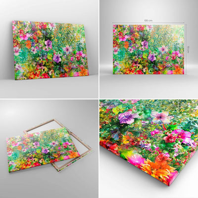 Bilder auf Leinwand 100x70cm Leinwandbild mit Rahmen blume sommer natur Gross Wanddeko Bild Schlafzi