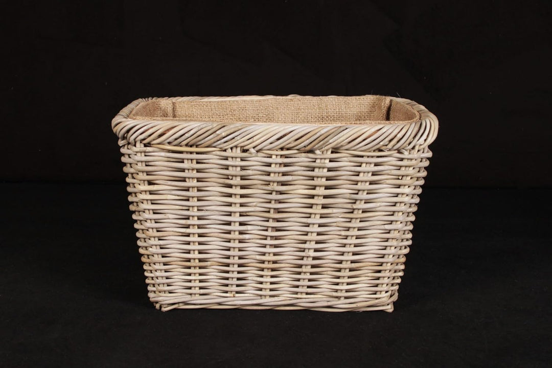 Rattan-Kaminholzkorb mit Jutestoff, Feuerholzkorb, Brennholzkorb aus hochwertigem Naturrattan (50 x