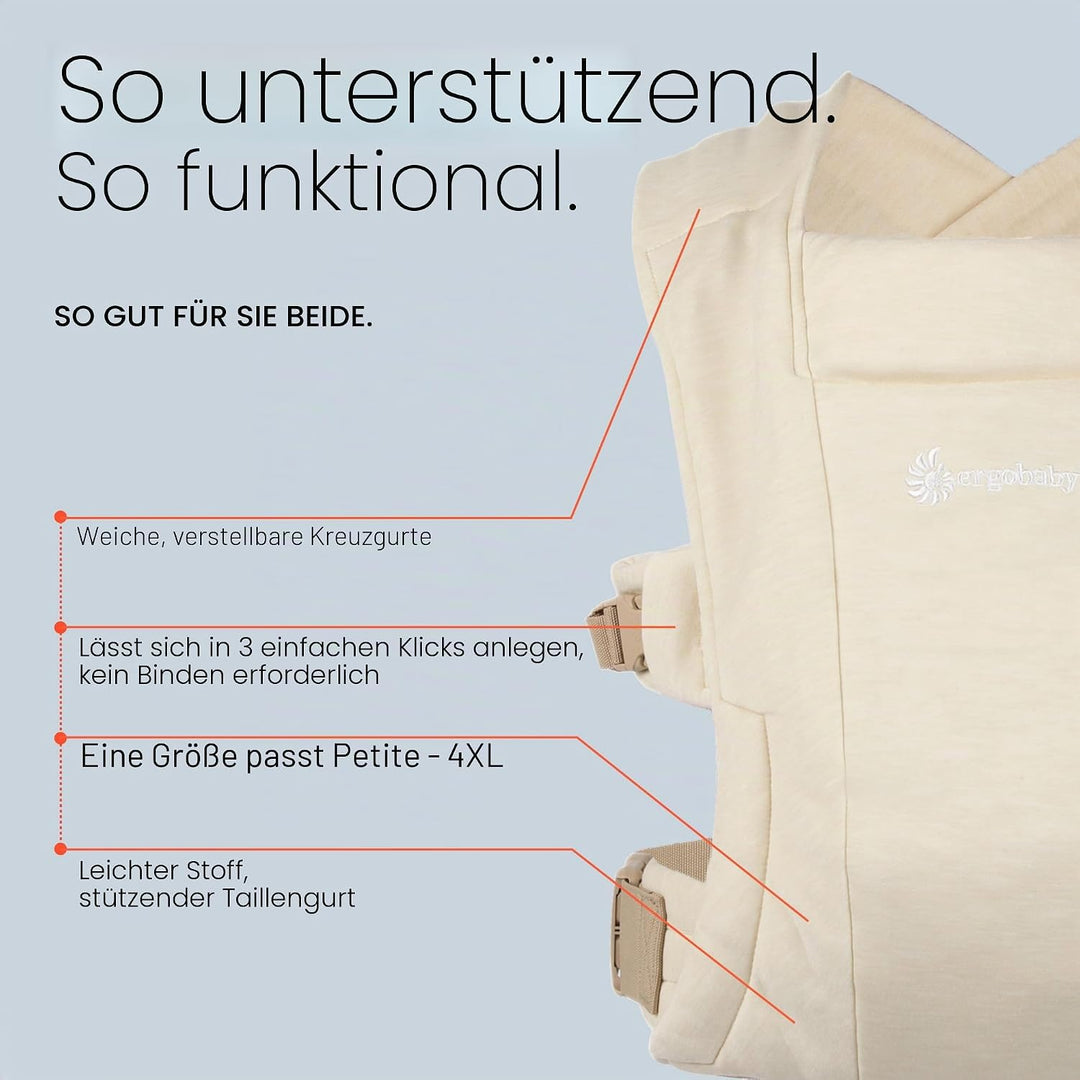 Ergobaby Embrace Babytrage für Neugeborene 3,2-11,3 kg, Oxford Blue blau, oxfordblau Ponte Knit, bla