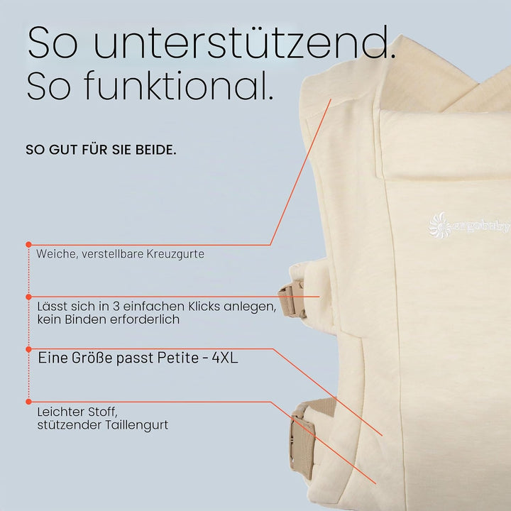 Ergobaby Embrace Babytrage für Neugeborene 3,2-11,3 kg, Oxford Blue blau, oxfordblau Ponte Knit, bla