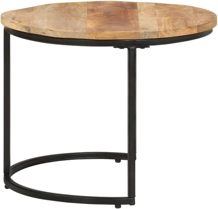vidaXL Raues Mangoholz Satztisch 3-TLG. Couchtisch Beistelltisch Wohnzimmertisch Kaffeetisch Sofatis