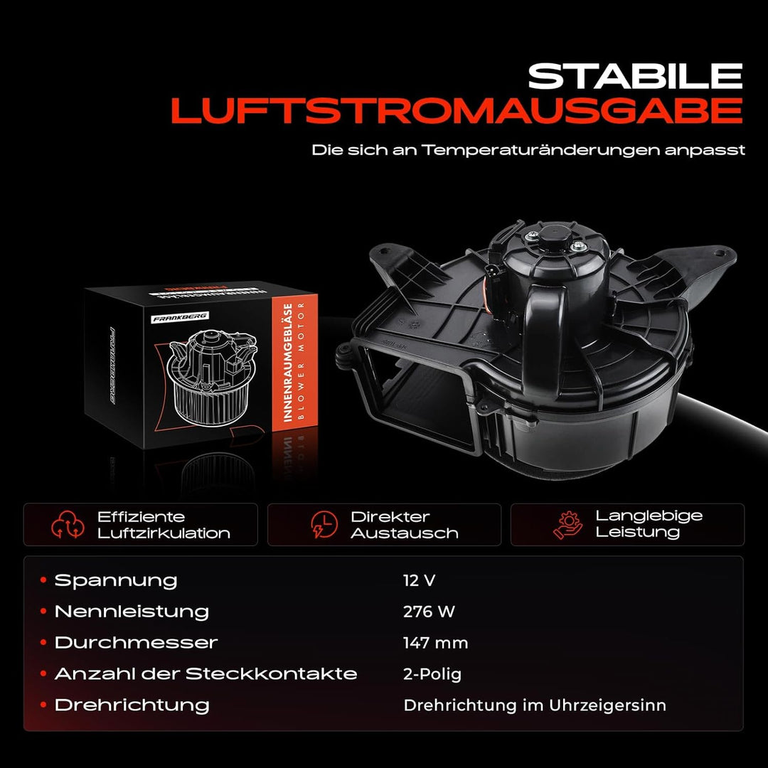 Frankberg Heizungsgebläse Gebläsemotor Kompatibel mit Viano W639 2.1L-3.7L 2003-2013 Vito Bus W639 2