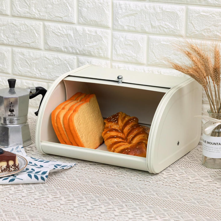 HollyHOME Brotkasten mit Edelstahlgehäuse, Metall-Brotkästen für die Küche, Brotaufbewahrungsbehälte