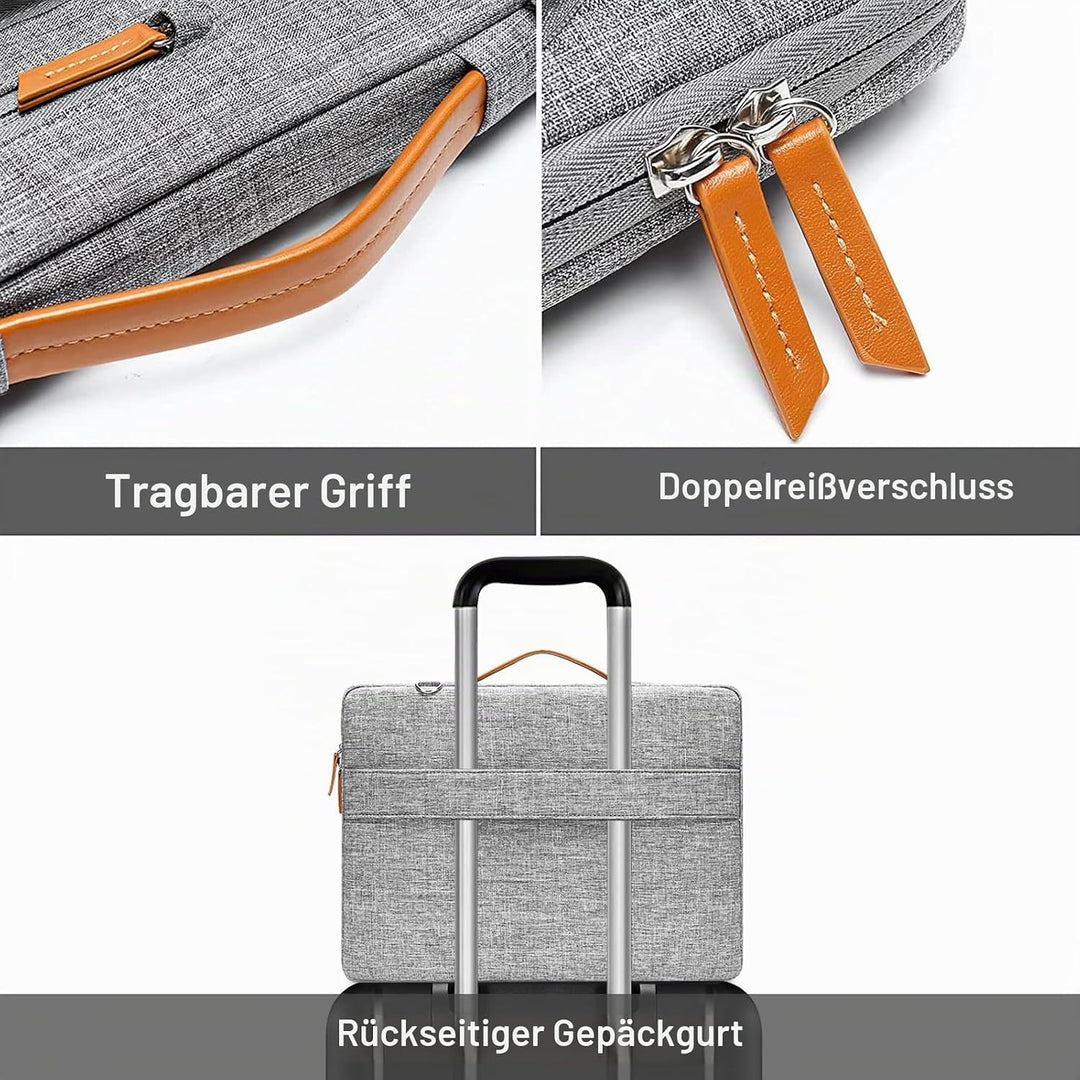 MOSISO 360 Laptoptasche, Wasserdicht Laptop Schultertasche, Stossfest Umhängetasche mit 4 Reissversc