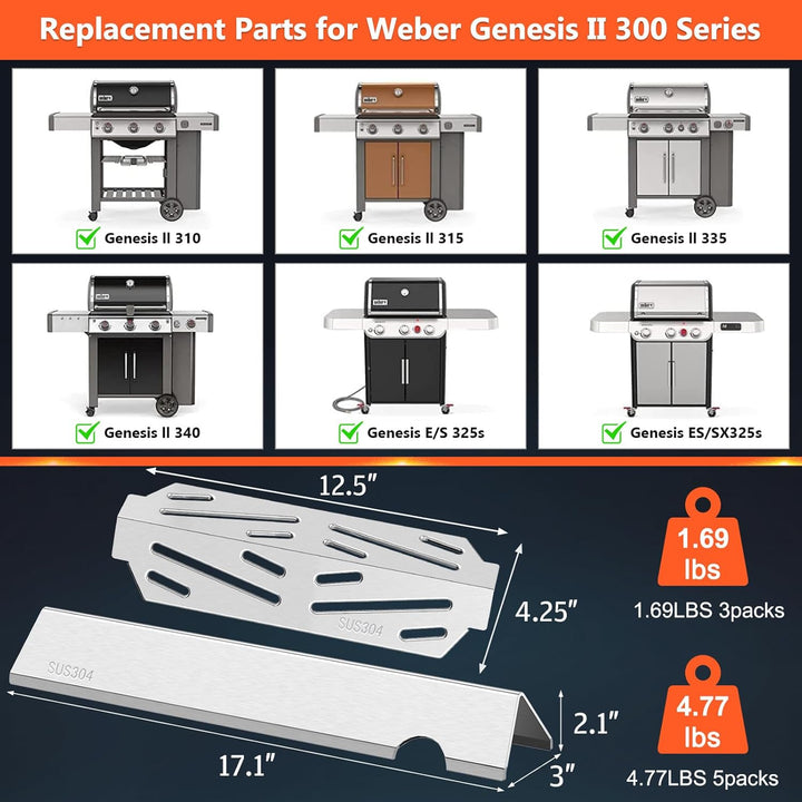 QuliMetal Aromaschienen und Hitzedeflektoren für Weber Genesis II 300 / LX 300, GS4, passend für Gen