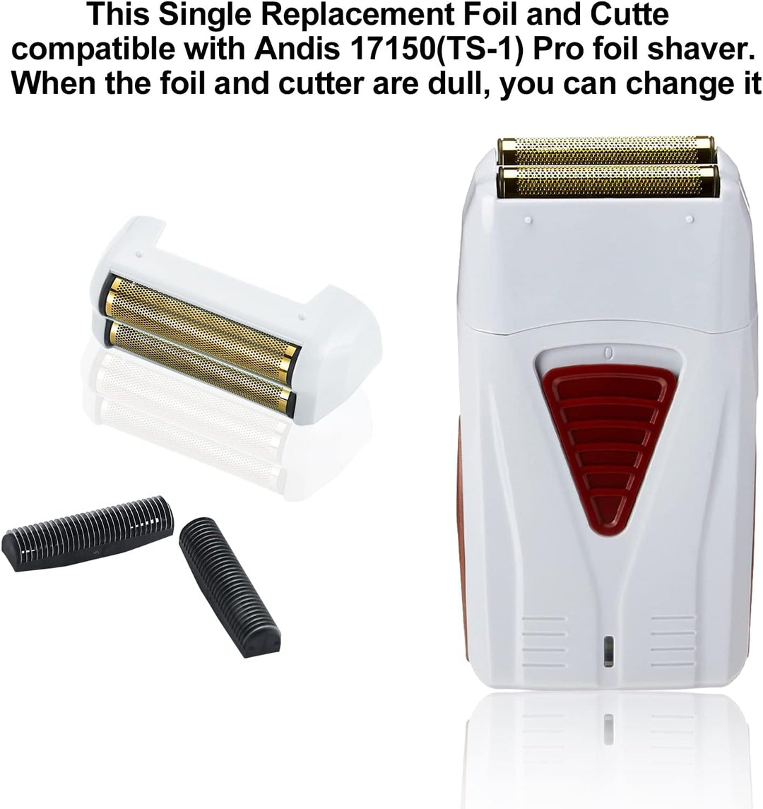 2er Pack Pro Shaver Ersatzfolie und Schneidemesser kompatibel mit andis 17150 (TS-1) Rasierer ProFoi