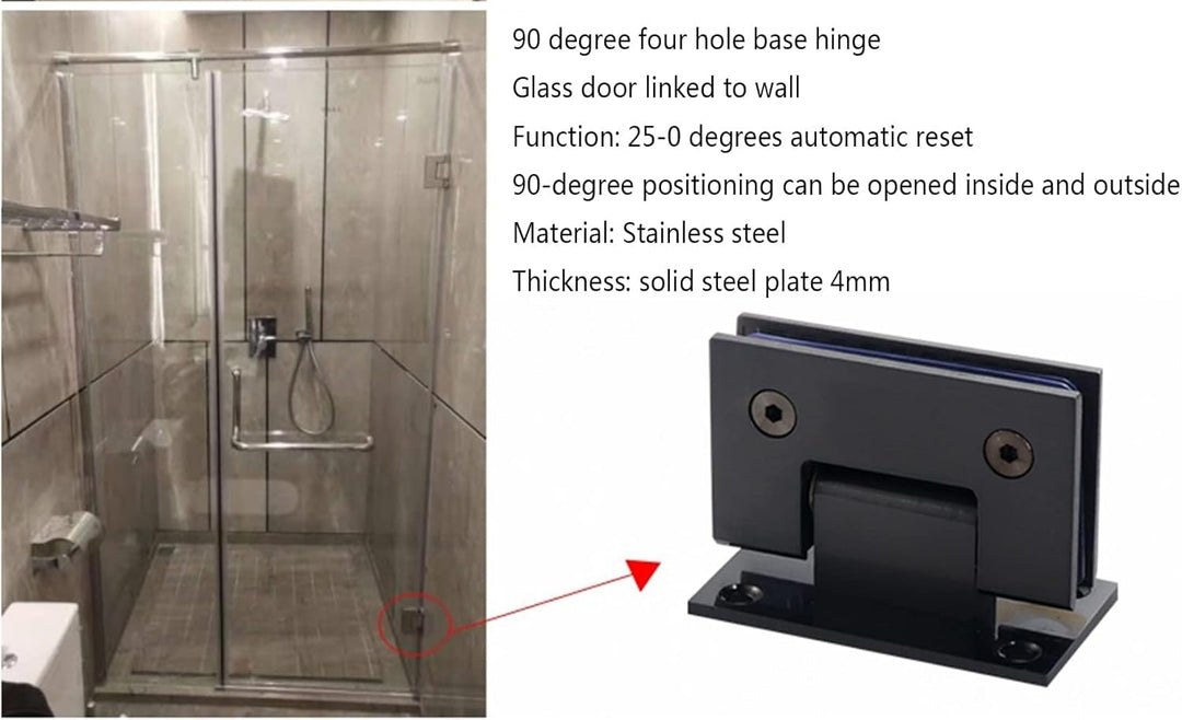 WANLIAN 90°Grad Heavy Duty Bad Klammer, Glas Dusche Türen Scharnier, Edelstahl Glastür Scharnier Qua