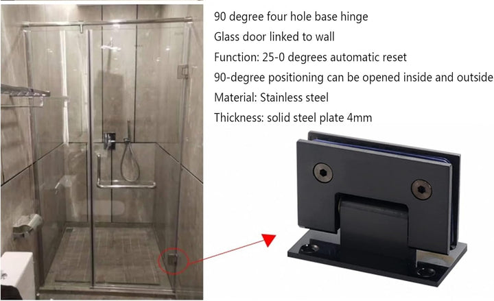 WANLIAN 90°Grad Heavy Duty Bad Klammer, Glas Dusche Türen Scharnier, Edelstahl Glastür Scharnier Qua
