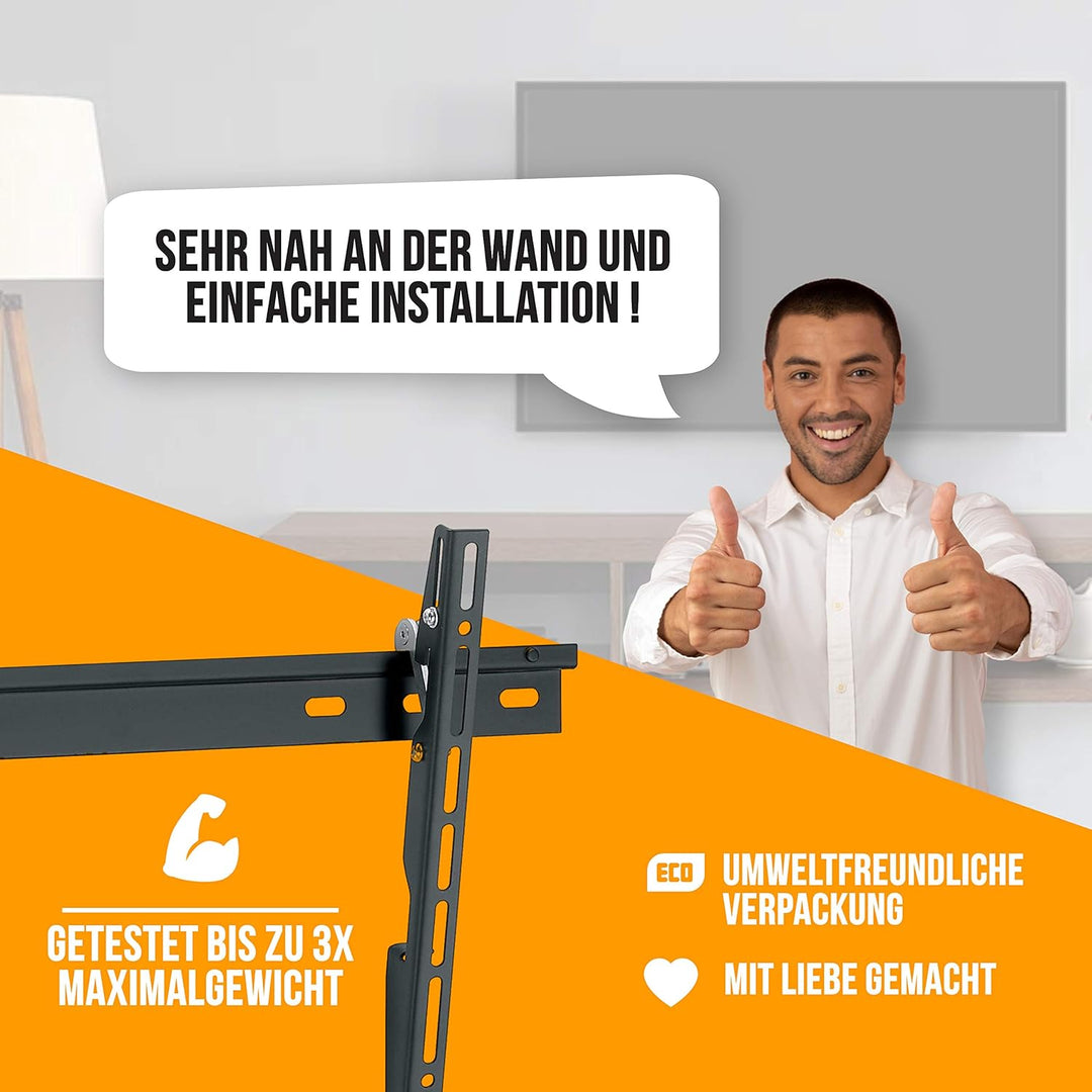 Nanook Flache und Neigbare TV-Wandhalterung für 32–55 Zoll Fernseher, Schlanke Aufhängung, Für LED,