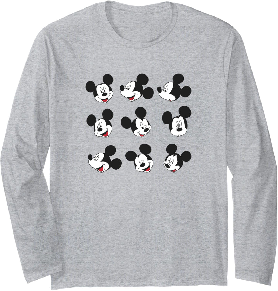 Disney Mickey And Friends Mickey Mouse Faces Grid Langarmshirt