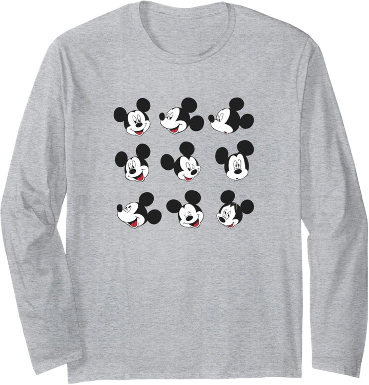 Disney Mickey And Friends Mickey Mouse Faces Grid Langarmshirt