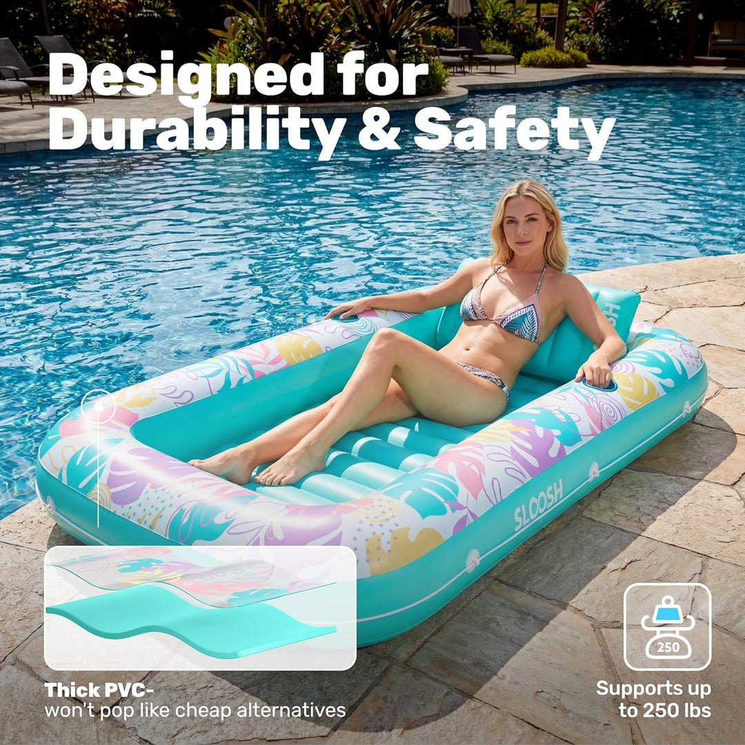 SLOOSH Aufblasbare Tanning Pool, 70" x 46"/ 85" x 57" Grosse aufblasbarer Luftmatratze für Erwachsen