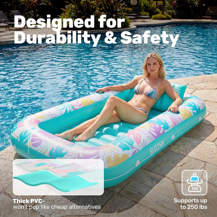 SLOOSH Aufblasbare Tanning Pool, 70" x 46"/ 85" x 57" Grosse aufblasbarer Luftmatratze für Erwachsen