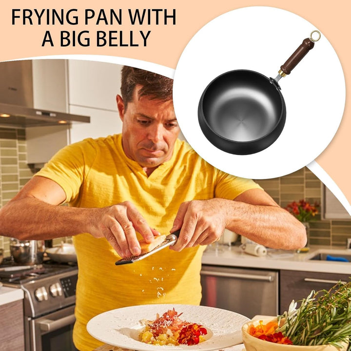 Handmade Chinese Cast Iron Wok, Eisenpfanne, Frying Pan, Hand Forged Pot, Non-Stick Pan With Lid And