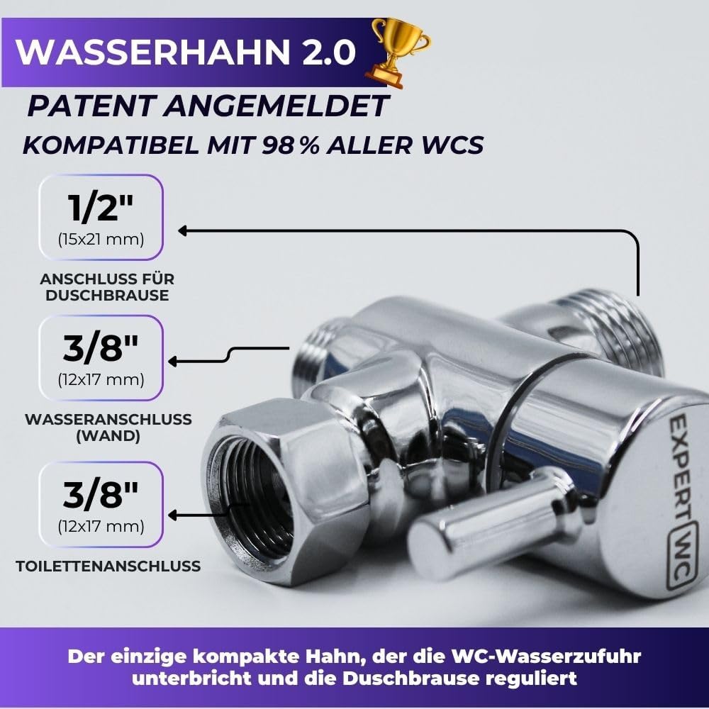 Bidet-Brause-Set für Toilette, einfache Installation, Chrom – Standardgrösse for German toilets, for
