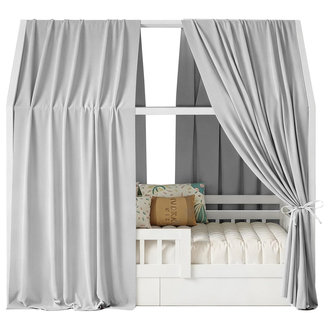 Hausbett Himmel,2 Stück Betthimmel Babybett aus Musselin, Weich und atmungsaktiv Baldachin Kinderzim
