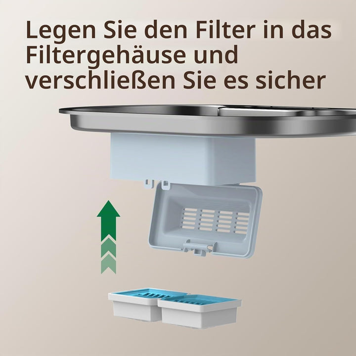 PEKTACO Katzenwasserbrunnenfilter, Ersatzfilter und Vorfilterschwämme für 3,2 l Haustier-Wasserbrunn