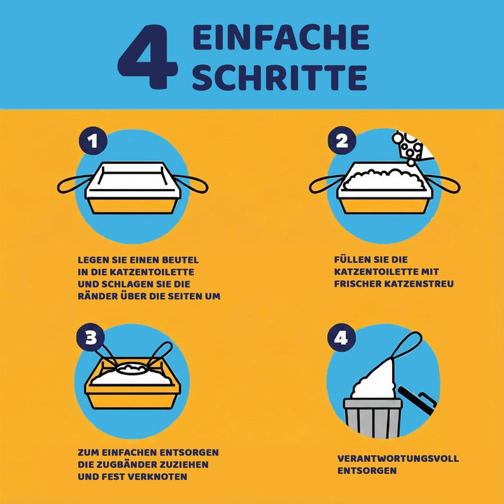 20 Katzentoilettenbeutel mit Zugbändern Kratzfeste Tüten für mittel und gross Katzenklo Original, Or