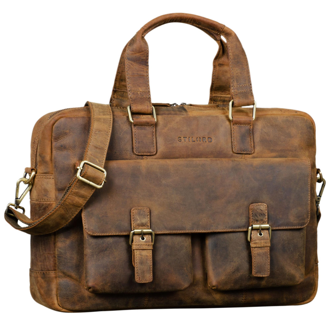 STILORD 'Alonso' Vintage Businesstasche Echtleder Grosse Aktentasche Arbeitstasche für Herren Damen