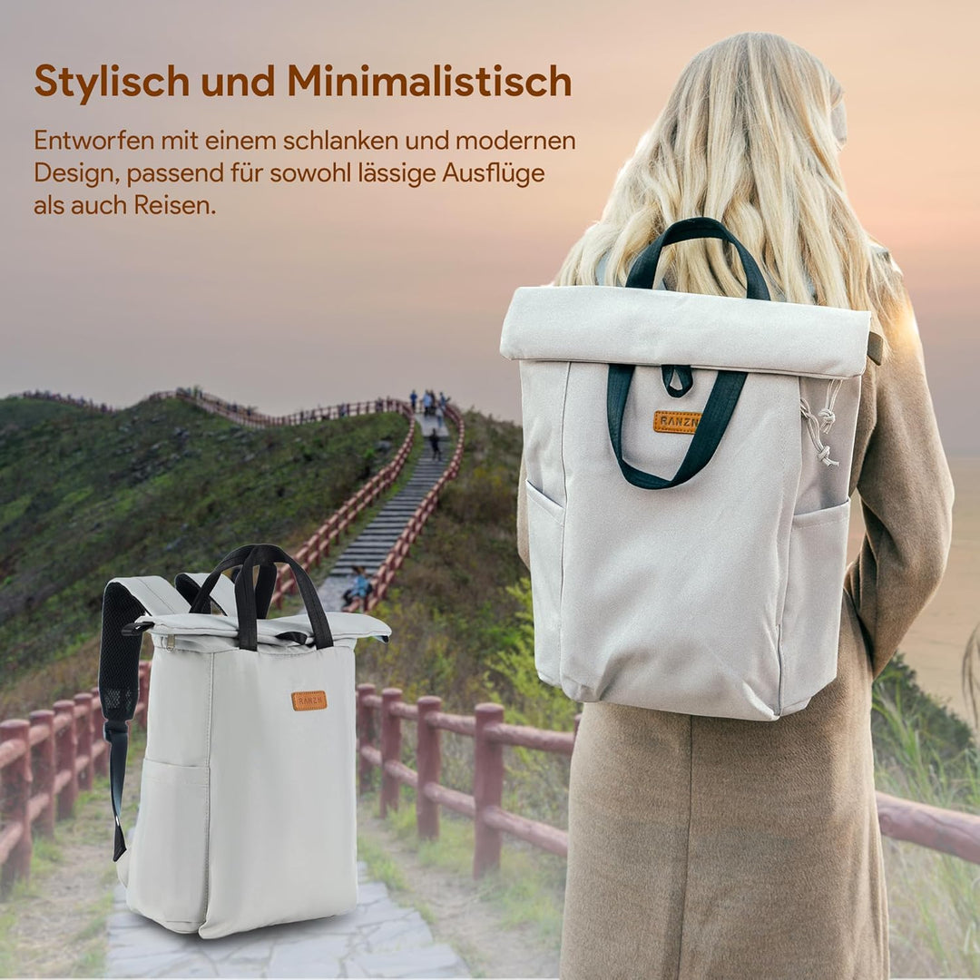 RANZN Rucksack Damen u. Herren | Schlicht und Durchdacht | für Uni Reisen Freizeit Arbeit | mit Lapt