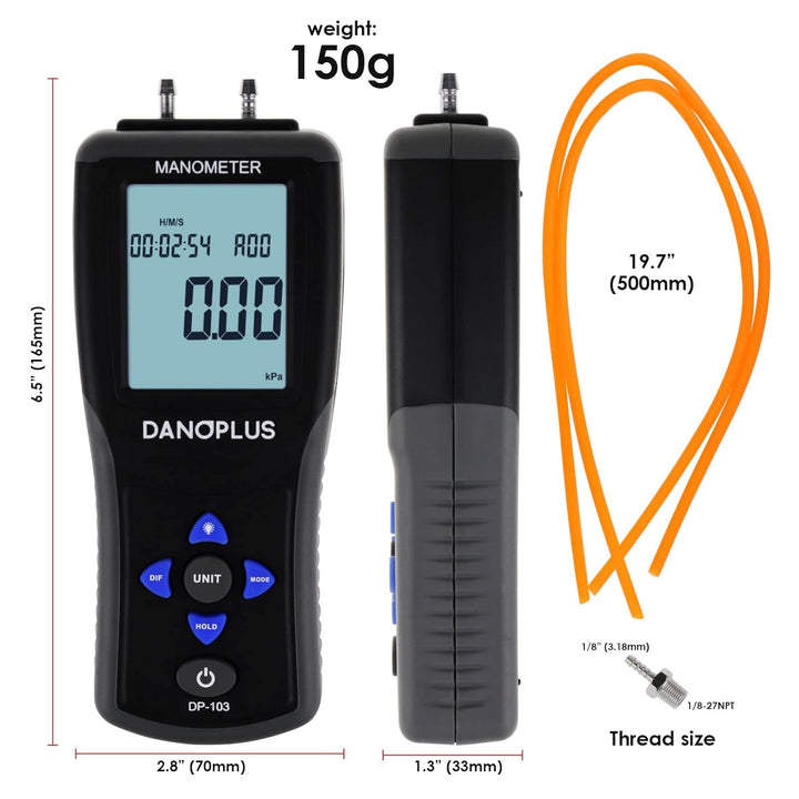 Manometer Digital Gas Pressure Tester Differential Pressure Gauge HVAC Air Pressure Meter with Backl
