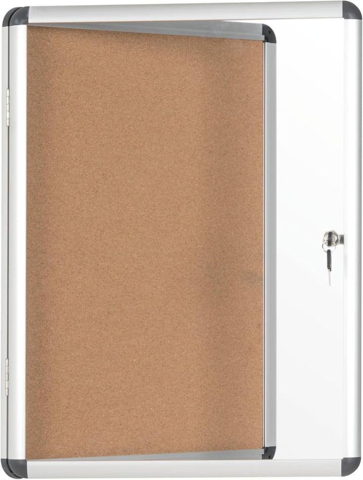 Bi-Office Schaukasten Vitrine"Enclore", Kork, geeignet für 4 x DIN A4, silberner Aluminiumrahmen, ab