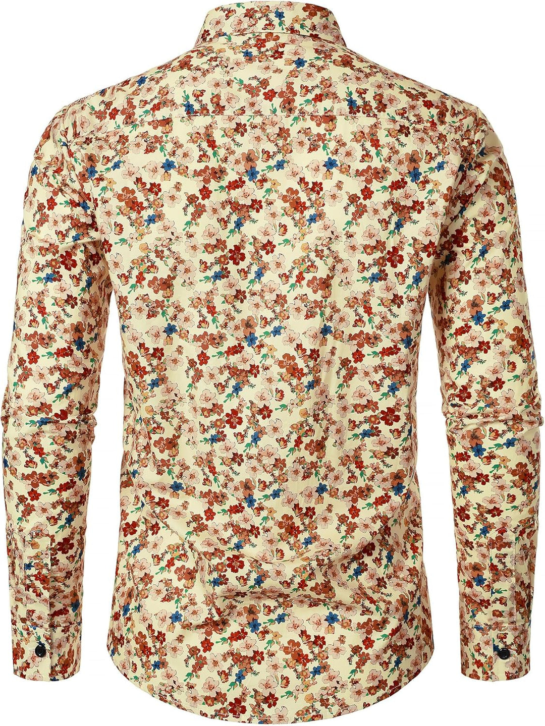 JOGAL Herren Regular Fit Floral Business Hemd Langarm Button Down Print Freizeithemd S Beige Floral,