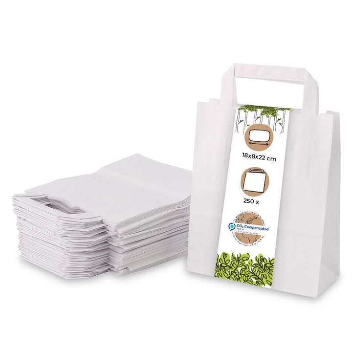 BIOZOYG weisse Papiertüten mit Griff I umweltschonende Papiertüte aus Kraftpapier I Geschenktüte bio