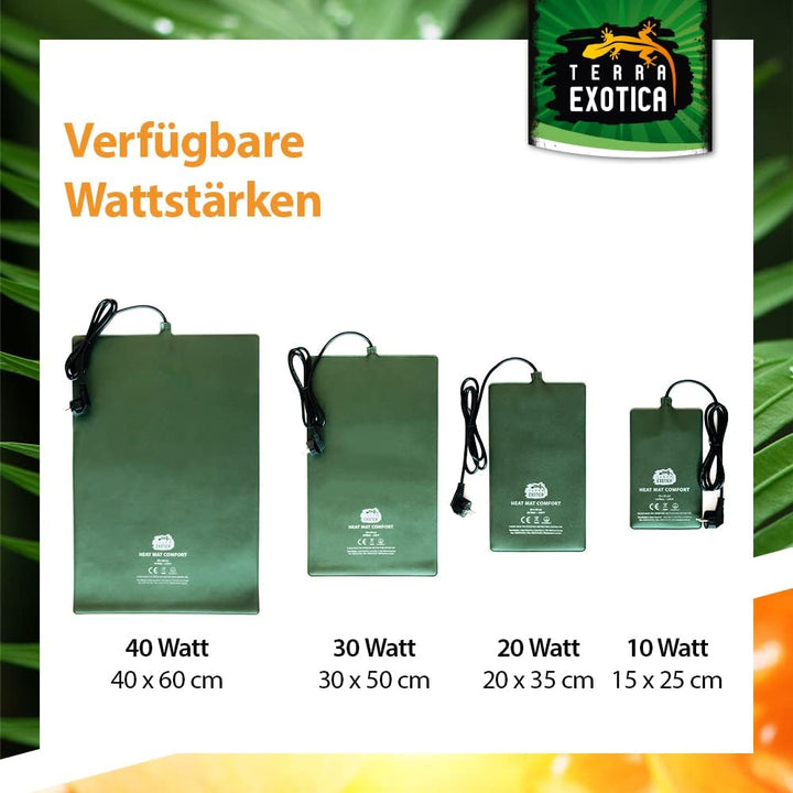 Terrarium Heizmatte Comfort 20 Watt, 20x35 cm - in 10W, 20W, 30W & 40W erhältlich - Wärmematte für R