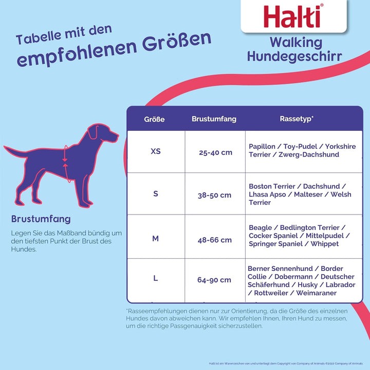 HALTI Walking Hundegeschirr – Mit weichem Neopren-gefüttertem Griff, 5 verstellbare Riemen und 3M-Re
