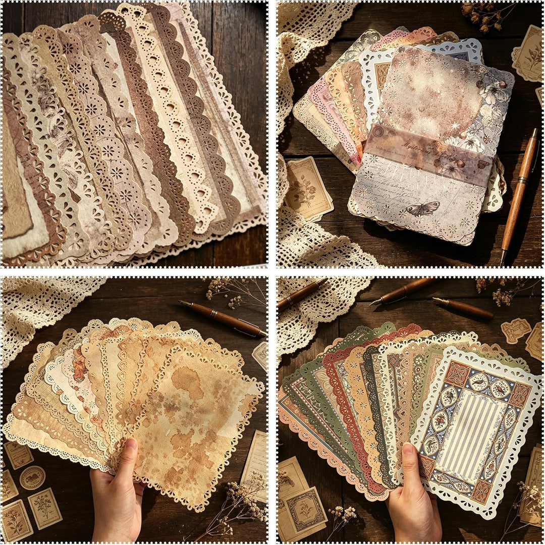 60 Stück Spitze Vintage scrapbooking papier Set, für Brief Schreiben, Scrapbook Papier, Junk Journal