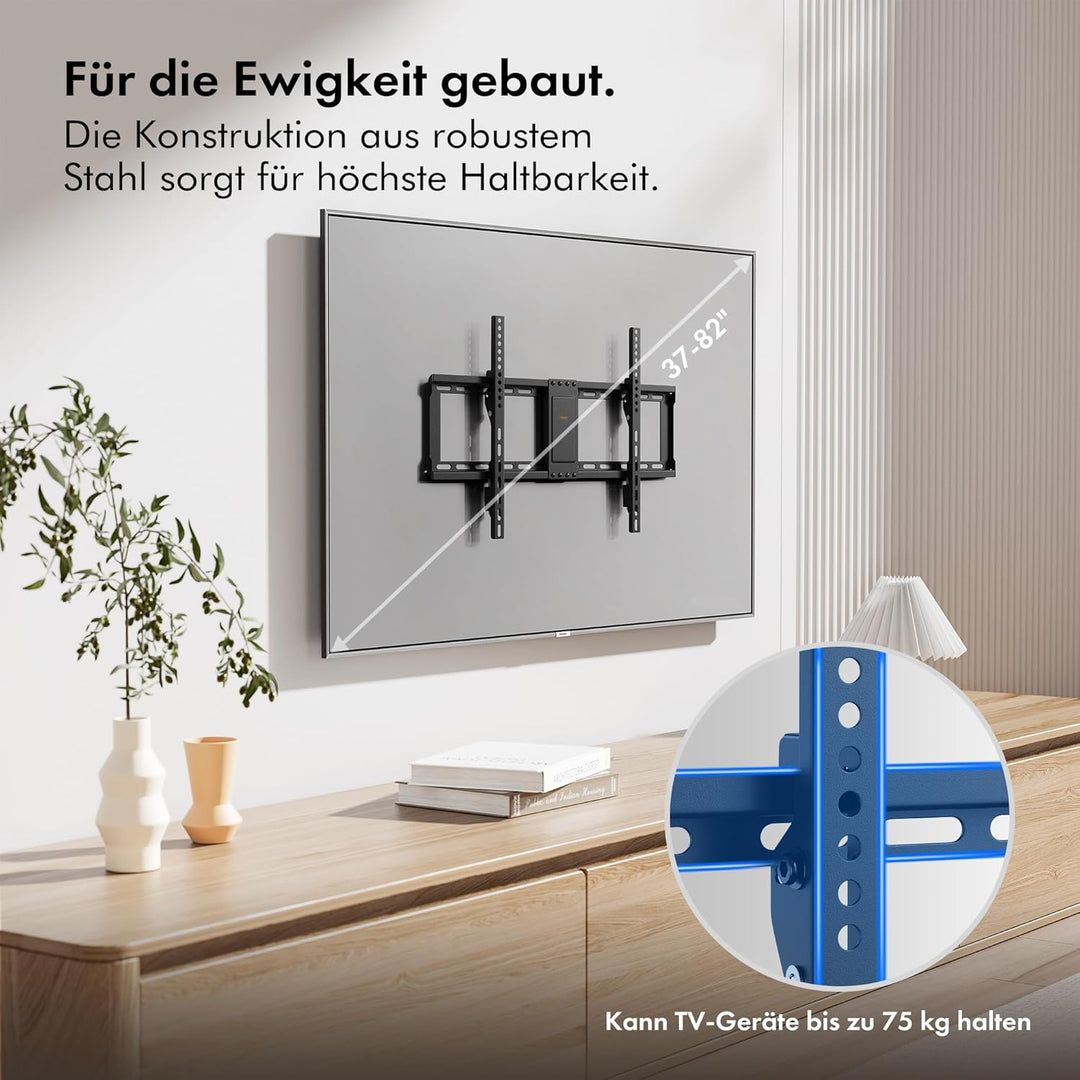 VonHaus TV Wandhalterung für 37-82"-Bildschirme, Bewegliche Wandhalterung Fernseher mit Wasserwaage,