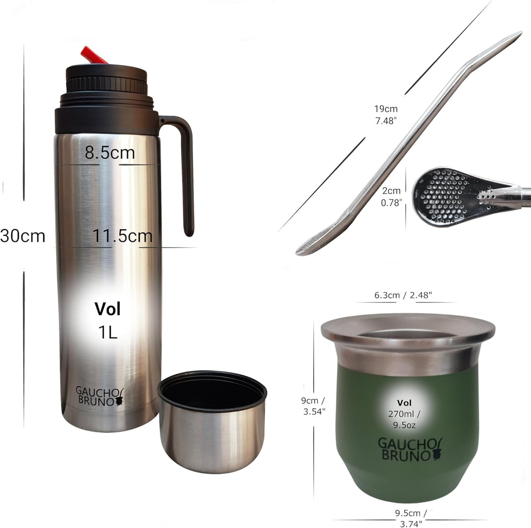 Thermo-Mate aus Edelstahl zum Yerba Mate | Leicht zu reinigen | Hält die Temperatur des Getränks auf