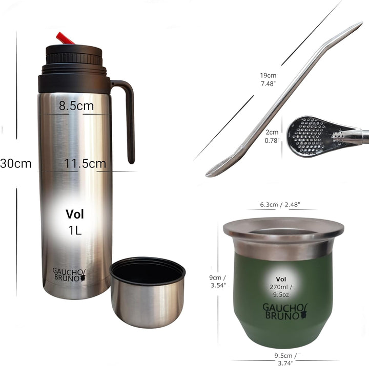 Thermo-Mate aus Edelstahl zum Yerba Mate | Leicht zu reinigen | Hält die Temperatur des Getränks auf
