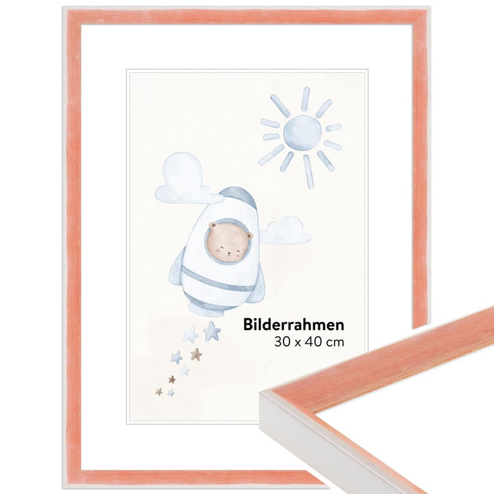 WANDStyle Bilderrahmen für Kinderzeichnungen, Apricot Kinderbilderrahmen 28x35 cm, Bilderrahmen Kind