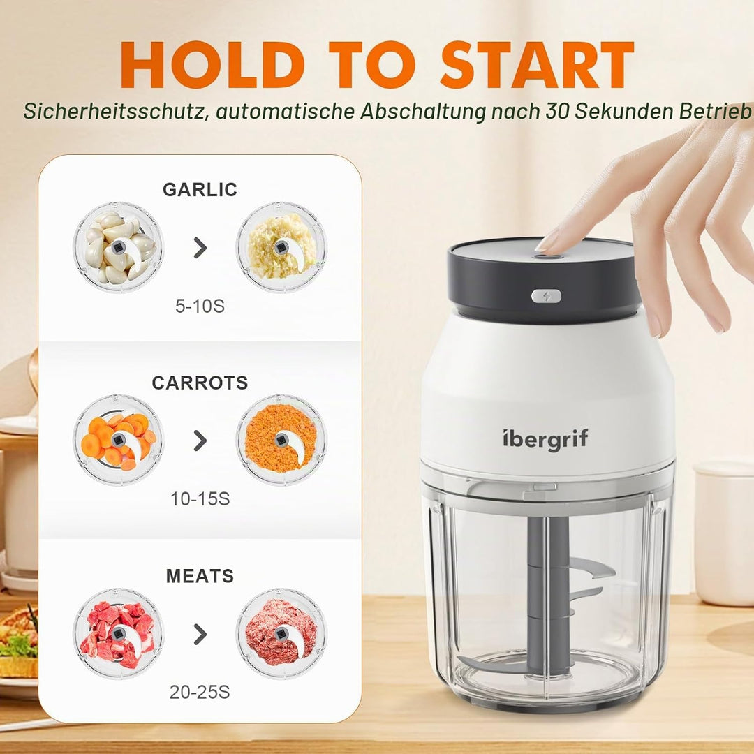 Ibergrif M503 Multizerkleinerer Elektrisch,Zerkleinerer Elektrisch 400ml, USB-Aufladung, Portabilitä