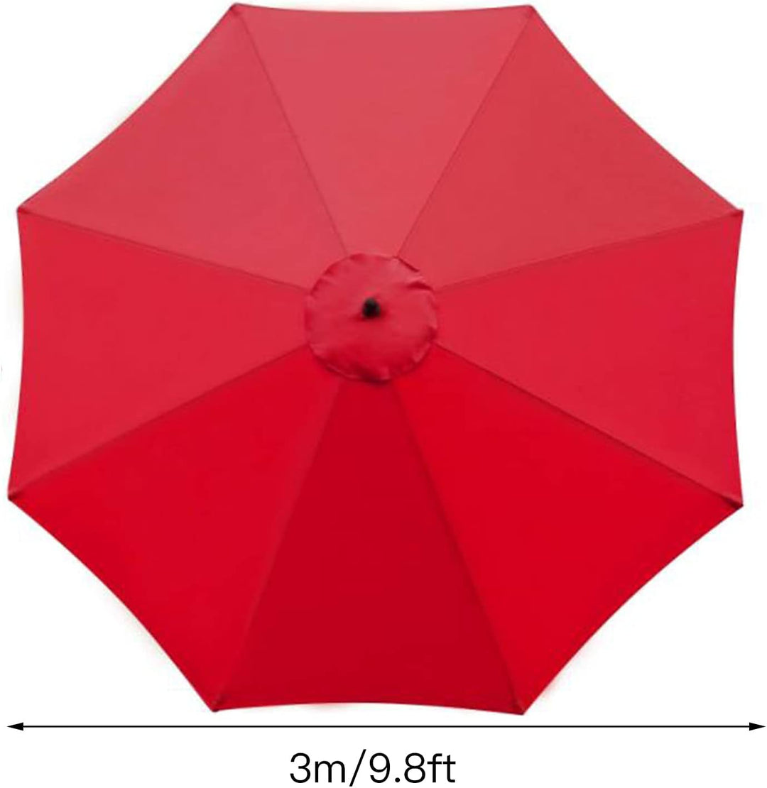 SMLJFO Ersatz-Sonnenschirm-Abdeckung mit 8 Rippen, 3 m Markttisch-Regenschirm, UV-Schutz, Rot 3m/9.8