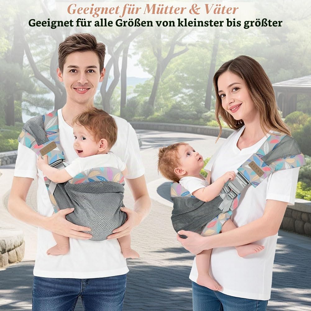 AUYAO Tragetuch Baby Neugeborene Crossbody Babytrage Kleinkind Tragehilfe Einfach Anzuziehen für Müt