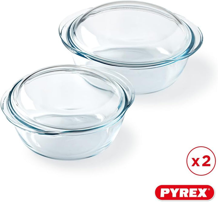 Pyrex 4 in 1 – 2 Schmortöpfe 1 l – Borosilikatglas – Kochen mit Dampffunktion – gekochte Küche – mik