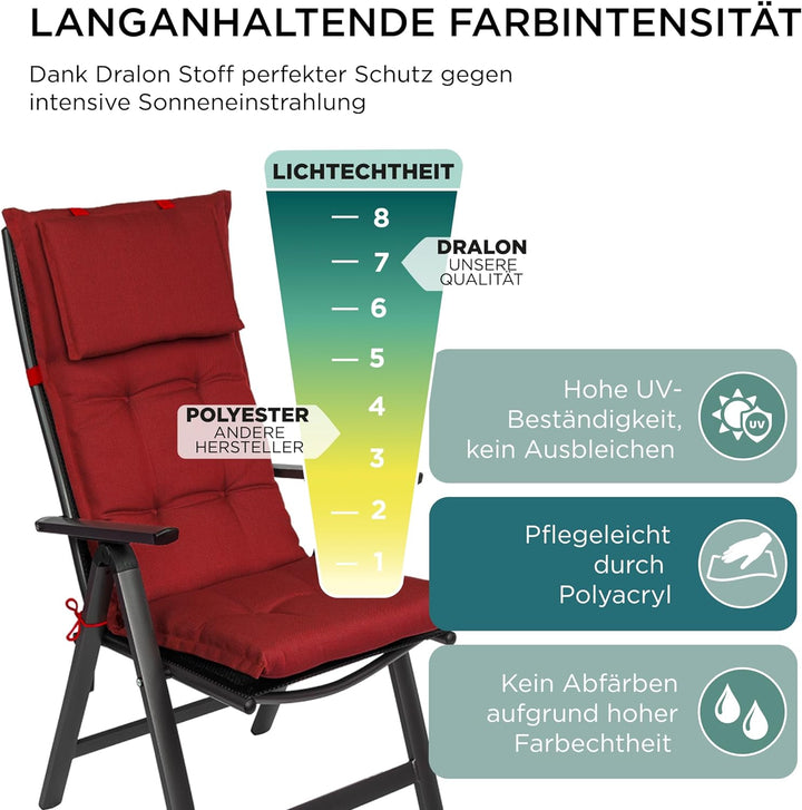 gardisun Gartenstuhlauflagen Hochlehner mit Kopfteil I Extra Dicke Sitzauflagen I Made in Europe I I
