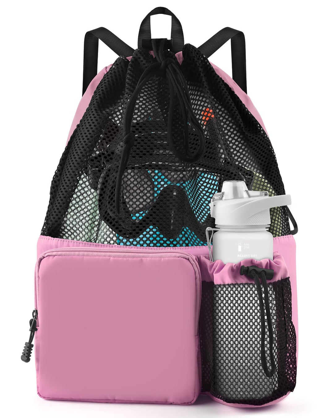 BROTOU Schwimmen Tasche, Schwimmtasche Mesh-Rucksack mit Kordelzug, Strandrucksack Turnbeutel Sportb